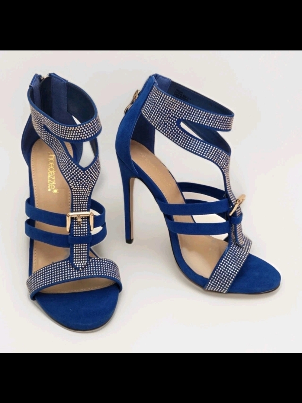 ​New ShoeDazzle Teigan Dress Sandals Size 7 - Cobalt Blue Studded Stiletto Heels
